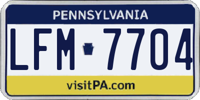 PA license plate LFM7704