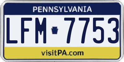 PA license plate LFM7753