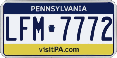 PA license plate LFM7772