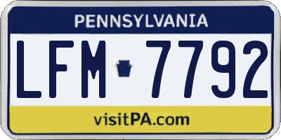 PA license plate LFM7792