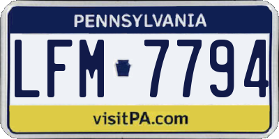 PA license plate LFM7794