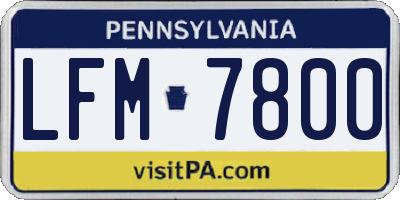 PA license plate LFM7800