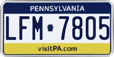 PA license plate LFM7805