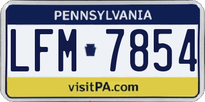 PA license plate LFM7854