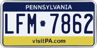 PA license plate LFM7862