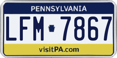 PA license plate LFM7867