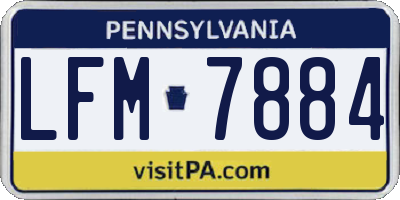 PA license plate LFM7884