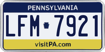 PA license plate LFM7921