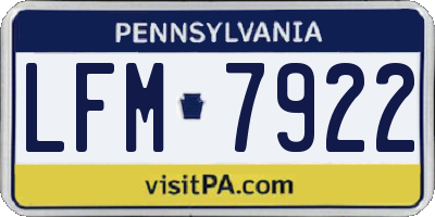 PA license plate LFM7922