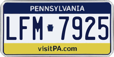 PA license plate LFM7925