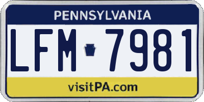 PA license plate LFM7981