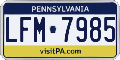 PA license plate LFM7985