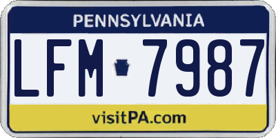 PA license plate LFM7987