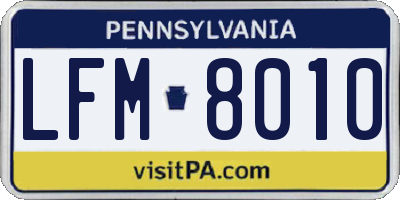 PA license plate LFM8010