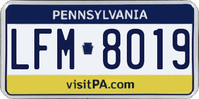 PA license plate LFM8019