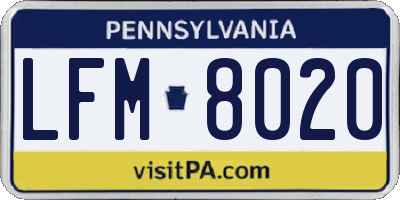 PA license plate LFM8020
