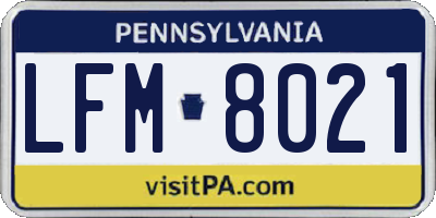 PA license plate LFM8021