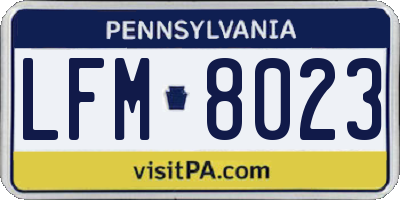 PA license plate LFM8023