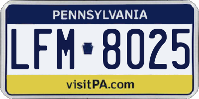 PA license plate LFM8025