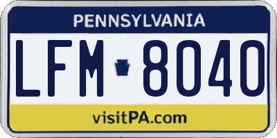 PA license plate LFM8040