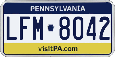PA license plate LFM8042