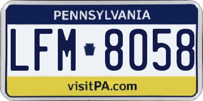 PA license plate LFM8058