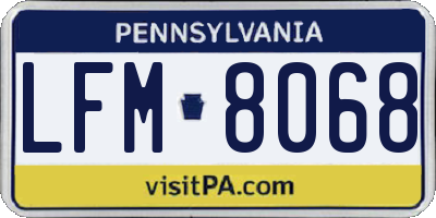 PA license plate LFM8068