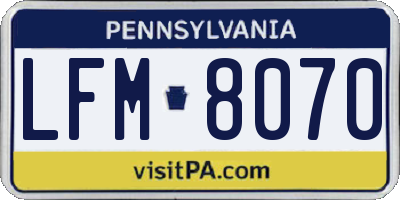 PA license plate LFM8070