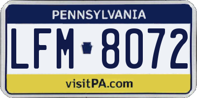 PA license plate LFM8072