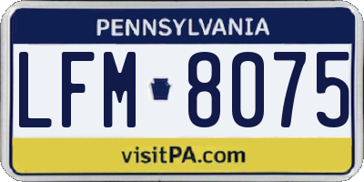 PA license plate LFM8075