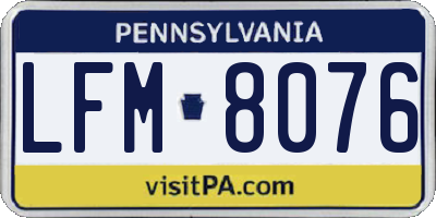 PA license plate LFM8076