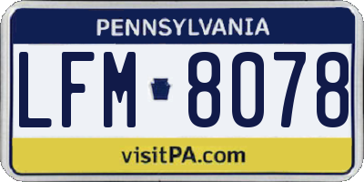 PA license plate LFM8078