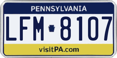 PA license plate LFM8107