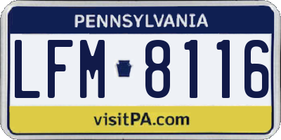 PA license plate LFM8116