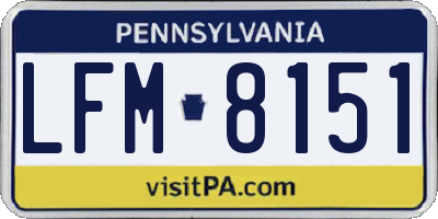 PA license plate LFM8151