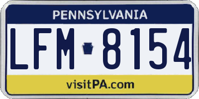 PA license plate LFM8154
