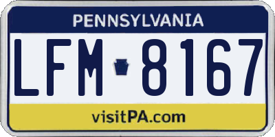 PA license plate LFM8167