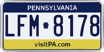 PA license plate LFM8178