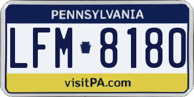PA license plate LFM8180