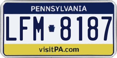 PA license plate LFM8187