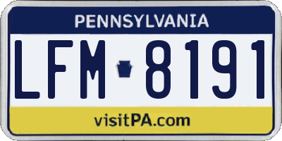PA license plate LFM8191