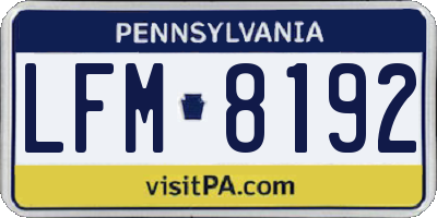 PA license plate LFM8192