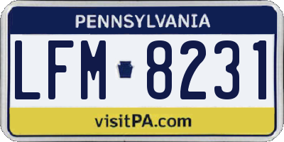 PA license plate LFM8231