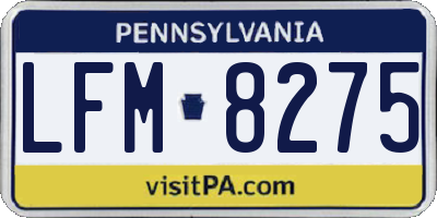 PA license plate LFM8275