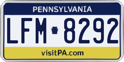 PA license plate LFM8292