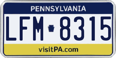 PA license plate LFM8315