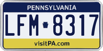 PA license plate LFM8317