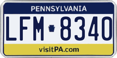PA license plate LFM8340
