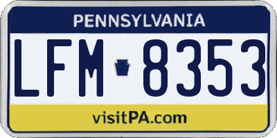 PA license plate LFM8353
