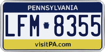 PA license plate LFM8355